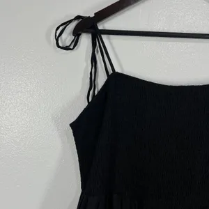 KOJOOIN Maxi Dress Smocked Sundress Tie Strap Tiered Casual Black 2XL Flowy‎ thumbnail 6