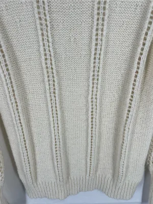 Open-Knit‎ Crewneck Sweater in Cream - Women's thumbnail 4