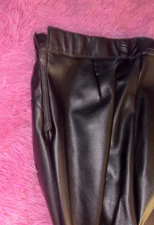 These Three Boutique Zipper Hem Faux Leather Pants - Black thumbnail 3