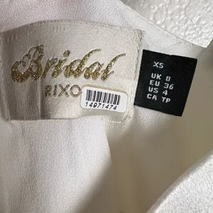 RIXO Bridal Libby Ivory Satin Bow Sleeveless Mini Dress Size XS thumbnail 14