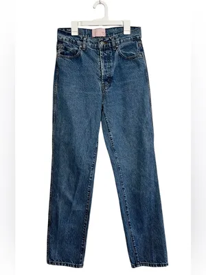 Revice Denim High Rise Straight Leg Mom Jeans Button Fly American Flag Size 27 thumbnail 2