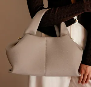 Commense Plain Detailed Dumpling Bag Tan thumbnail 1
