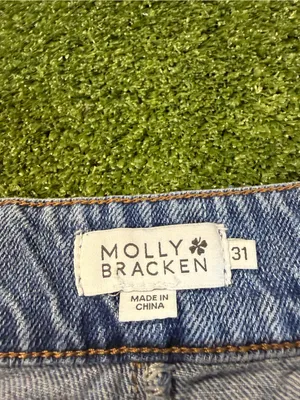 Molly Bracken High Waist Trouser Jean Straight Leg Wide Cuff Medium Wash 31x30 thumbnail 4