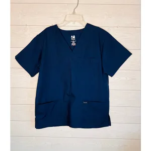Dagacci Unisex V-neck navy scrub top Size Small NWOT thumbnail 2