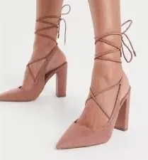 ASOS Pink Suede Heels thumbnail 1