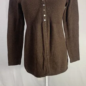 Sarah Spencer Wool Blend Brown V Neck Cardigan Sweater Size Large thumbnail 3