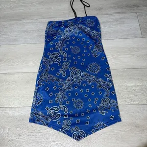 Pretty little thing sexy blue‎ bandana neck bodycon mini dress size 4 thumbnail 5