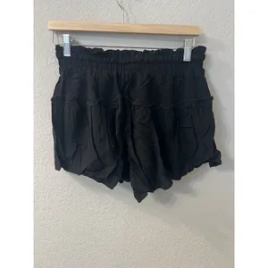 Illa Illa Shorts Women‎ Black Tiered Ruffle Boho High Rise SIZE M thumbnail 2