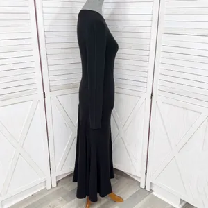 Polo Ralph Lauren Waffle Knit‎ Long Sleeve Maxi Dress Black Flared Hem Small thumbnail 3