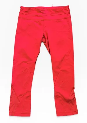 Lululemon Run Inspire Crop II Love Red Mesh Panel Running Leggings‎ Size 6/4 M/S thumbnail 1