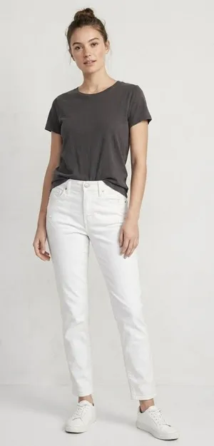 Universal Threads Jean Pant Women Size 6 White Denim Raw Hem High Rise Skinny thumbnail 1