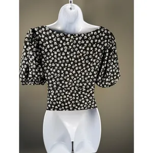 Free‎ People Floral Smocked Crop Top Cottagecore Coquette Boho XS thumbnail 5