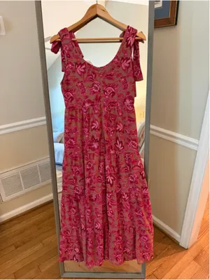 Entro Pink Floral Tiered Maxi Dress Small thumbnail 4