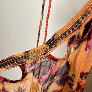 NWOT Intimately Free People Orange Floral Sheer Chemise Slip Dress Boho Sz Large thumbnail 4