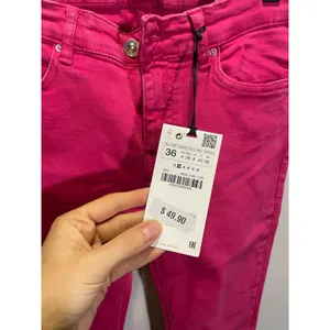 Zara The Skinny‎ Jeans Womens 4 Pink Mid Rise Raw Hem Slim Fit Denim Pants thumbnail 4