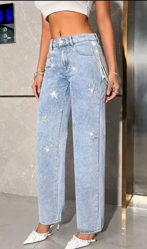 SheIn Star Sequined Jeans thumbnail 1