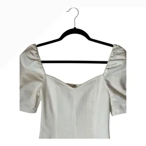 Alice+Olivia Dress Women 0‎ White Vintage Sugar Denim Mimi Puff Sleeve Mini thumbnail 4