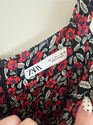 Zara Floral Midi Dress with Slit Satin Material Size Large Women's thumbnail 4