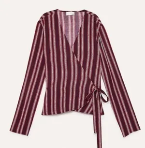 New. Wilfred Free Aritzia Stripe Shannon Wrap Blouse thumbnail 3