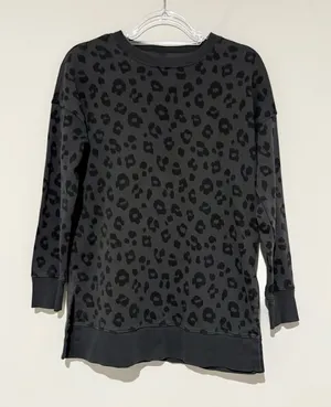 Old Navy cheetah leopard animal Print tunic Sweatshirt grey black size‎ XS thumbnail 1