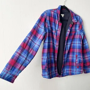 L.L.Bean Women Shacket Medium Cotton Fleece Plaid Barn Country Western Cabincore thumbnail 6