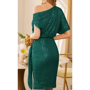 Grace Karin Womens Emerald Green Sequin One Shoulder Wrap Cocktail Dress XL NEW thumbnail 2