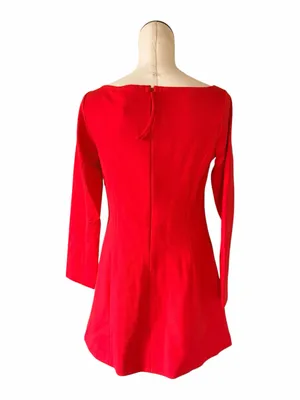 NWT SPANX $168 Long Sleeve Ballet Neck Mini Dress- Spanx Red Medium thumbnail 4