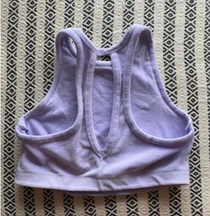 aerie Ribbed High Neck Halter Crop Tank / Long Line Bra Lilac Purple XL thumbnail 2