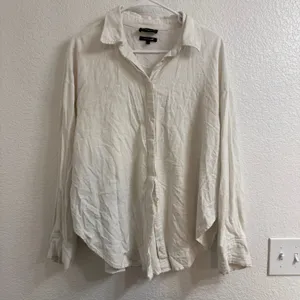 CARBON38 Linen Oversized Button Up Shirt Cream Size Large thumbnail 2