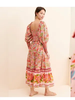 FARM Rio Macaw Smocked Midi Dress- size Large thumbnail 2
