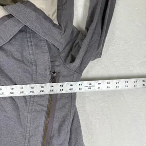 Lululemon Savasana Jacket Heathered‎ Coal Gray Asymmetrical Zip Thumbholes 6 thumbnail 6