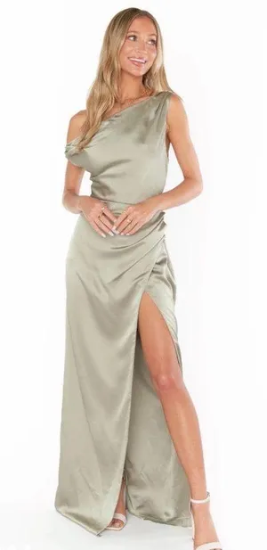 Show Me Your Mumu Jodie Moss Green Dress Luxe Satin thumbnail 1