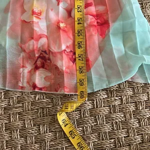 B. Darlin Long Maxi Pleated Dress, Aqua/Coral, Size 1/2, NWT thumbnail 12