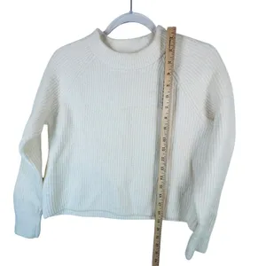Banana Republic‎ Minimalist Wool Blend Ribbed Sweater Cream Medium Quiet Luxury thumbnail 6