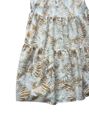C&C California Cream and Golden Yellow Tropical Tiered Maxi Skirt thumbnail 6