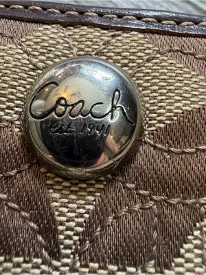 Vintage Coach Chelsea Signature Brown Canvas Credit Card Wallet Snap Button Zip thumbnail 3