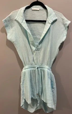 Karlie Gauze Open Back Tie Waist V-Neck Romper thumbnail 3