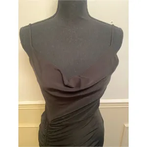 Black Ruched Cowl Neck Midi Dress by E.L.H. Studio thumbnail 4
