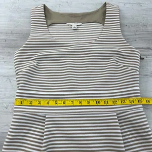 Banana Republic Brown White Striped Midi Dress 10 Sheath Career Workwear Chic thumbnail 10
