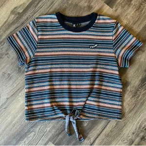 Volcom striped short sleeve center tie crew neck top thumbnail 1