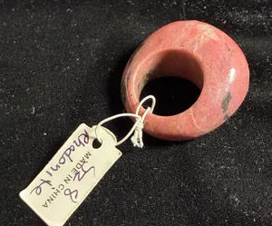 Hand-Carved Natural Rhodonite Band Ring size 8 thumbnail 1