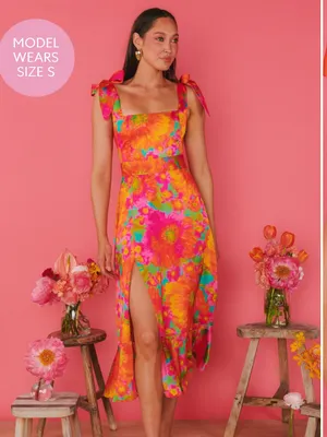 Show Me Your Mumu Garden Midi Dress Miss Malibu, EUC, Medium, MSRP $198 thumbnail 3