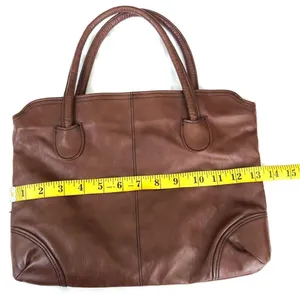 Vintage Brown leather briefcase style shoulder hand tote bag purse satchel 1990s thumbnail 3