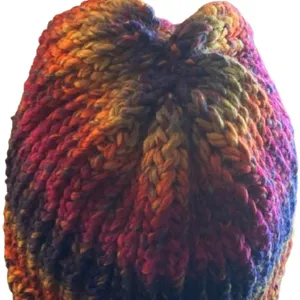 Handmade multicolor knit beanie hat for adults for winter Red thumbnail 3