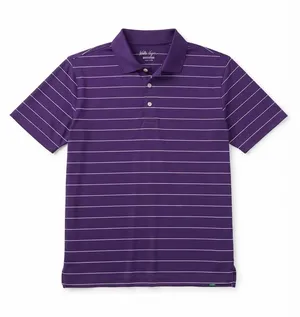Walter Hagen Men's Purple White Striped Hydro-Dri Golf Polo Shirt Size Large Performance thumbnail 1