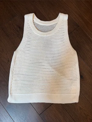 Amazon Womens Crochet Tank Top Sleeveless Knit Summer Sweater Small thumbnail 2
