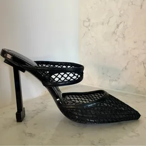 New! Jessica Rich Ysabelle Fishnet Pointed Toe Heels in‎ Black Sz 37 US 6.5 thumbnail 2