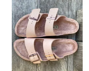 Birkenstock Arizona Shearling Sandals Desert Dust Light Rose Narrow Fit 42 thumbnail 3