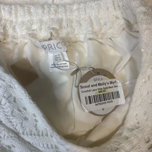 NEW APRICOT crochet lace maxi skirt with split in off white thumbnail 4