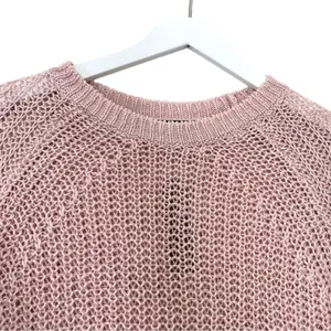 NWT J.Crew Linen Open Knit Sweater Blush Pink Crewneck Size Small thumbnail 3